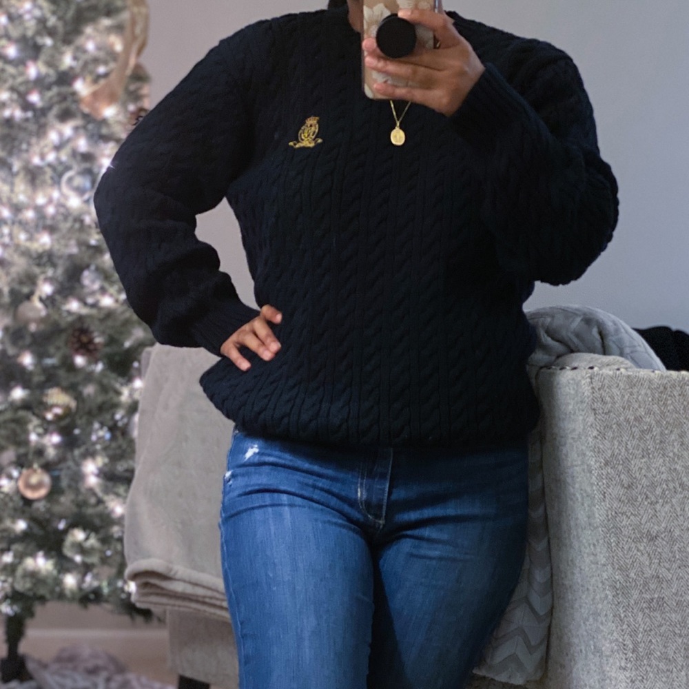 Midnight Blue Ralph Lauren Cable Knit Sweater